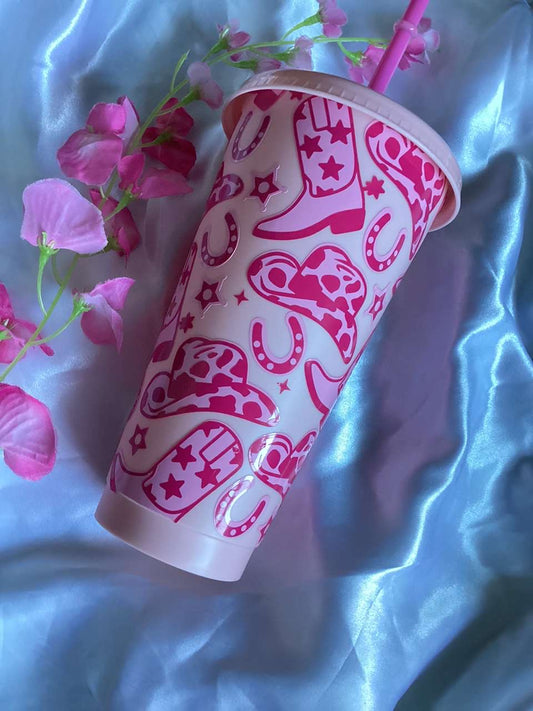 Cowgirl pink cold cup