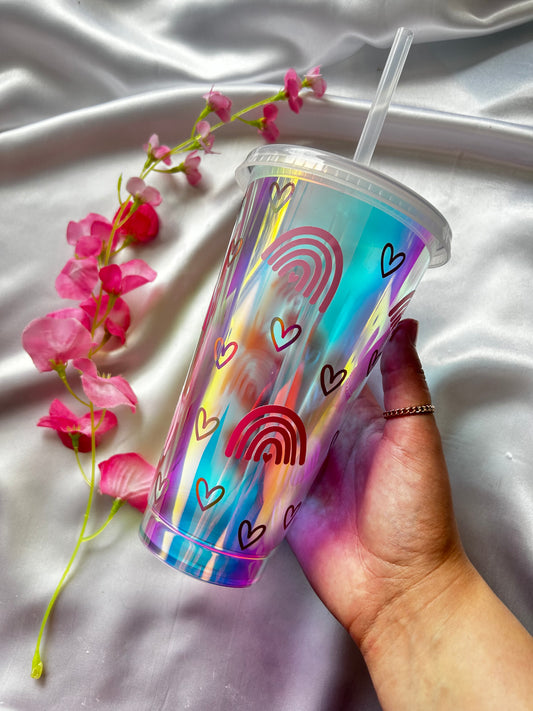 Holographic boho rainbow cold cup