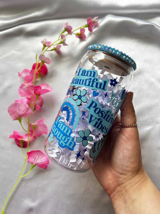 Positivity 16oz glass cup
