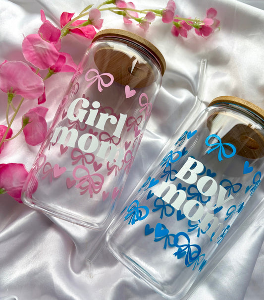 Boy / girl mom Libby glass cup